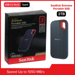 SANDISK EXTERNAL SSD 2TB E61 (TYPE C TO USB 3.2) BLACK 1050 MBS EXTREME