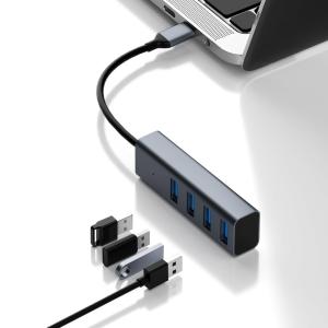 USB C HUB, 4-IN-1 TYPE C MULTIPORT ADAPTER, ULTRA SLIM PORTABLE DATA HUB USB SPLITTER USB 3.0 EXPANDER