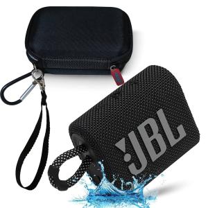 JBL GO 3 WATERPROOF ULTRA-PORTABLE SPEAKER BUNDLE – IP67, 5-HOUR PLAYTIME, MEGEN CASE (BLACK)