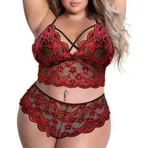 STRAPPY BRA AND PANTY UNDERWEAR SETS BLACK LACE LINGERIE SET FOR WOMEN