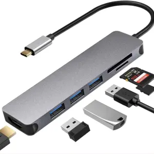 HAYSENSER USB C HUB MULTIPORT ADAPTER – 7-IN-1 PORTABLE USB C ADAPTER WITH 4K HDMI OUTPUT,