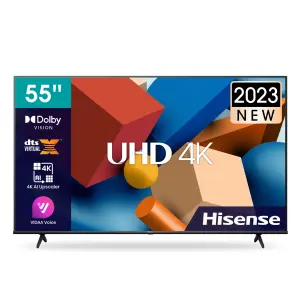 HISENSE 55" 4K UHD SMART TV (DOLBY VISION HDR, DTS VIRTUAL:X, YOUTUBE, NETFLIX, DISNEY+, FREEVIEW PLAY, ALEXA BUILT-IN, BLUETOOTH & WI-FI) – BLACK