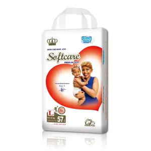SOFTCARE PREMIUM SOFT BABY DIAPERS LARGE(9KG-15KG| 57PCS)