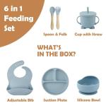 6PIECE BABY FEEDING SET WITH SUCTION-BPA FREE SILICON