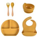 6PIECE BABY FEEDING SET WITH SUCTION-BPA FREE SILICON